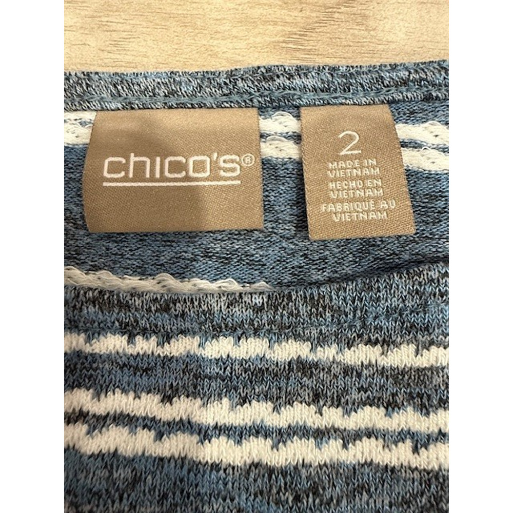 NWT Chico's Women's Triple Stripe Twist Front 3/4 Sleeve Top-Size 2= US 12 Lg. - Picture 14 of 14